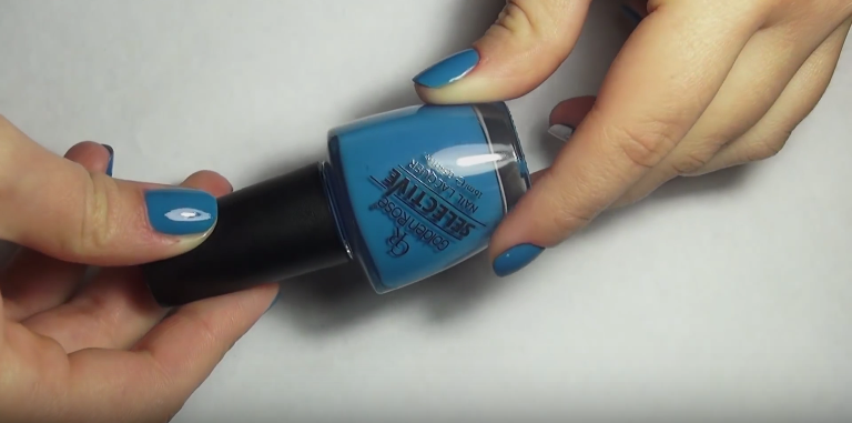 blue nail polish step 1