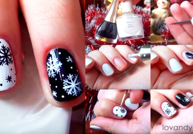 black and white New Year nails