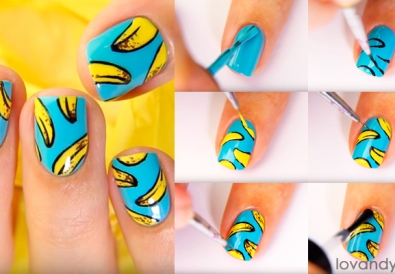 banana manicure nail art