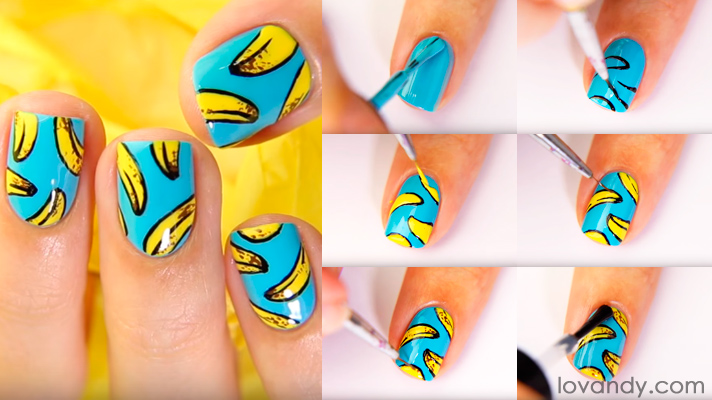 banana manicure nail art
