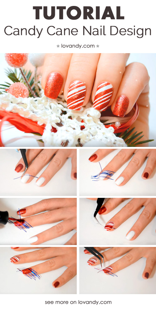 candy cane design nails