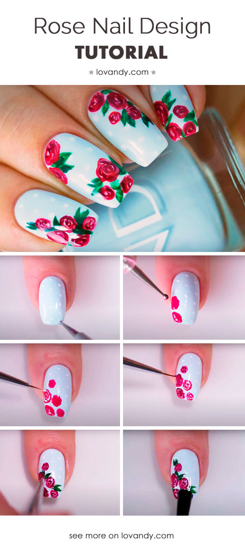 tutorial rose nails design